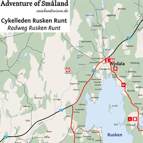 Schweden - Smaland: Radwanderkarte Ruskensee (Ausschnitt)